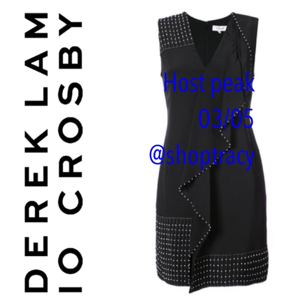 Derek Lam Sleeveless V-Neck Cascade Dress wBeading - Picture 2 of 6
